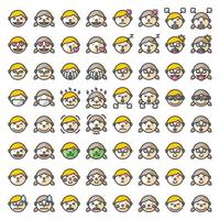 Multipurpose Boy and Girl Expressions Vector Icon Set in Filled Outline Style