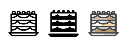 Multipurpose Cake Vector Icon in Outline, Glyph, Filled Outline Style