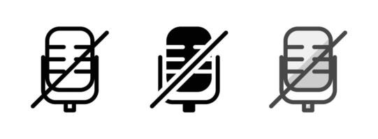 Multipurpose Microphone and Slash Vector Icon in Outline, Glyph, Filled Outline Style