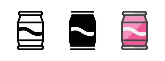 Multipurpose Coke Can Vector Icon in Outline, Glyph, Filled Outline Style