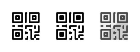 de múltiples fines qr código vector icono en describir, glifo, lleno contorno estilo