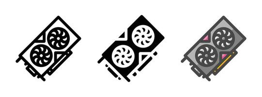 Multipurpose Dual Fan VGA Vector Icon in Outline, Glyph, Filled Outline Style