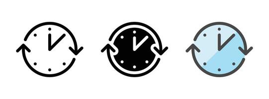 Multipurpose Clock Vector Icon in Outline, Glyph, Filled Outline Style