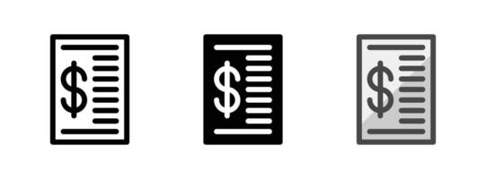 Multipurpose Invoice Vector Icon in Outline, Glyph, Filled Outline Style