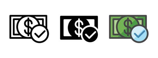 Multipurpose Checklist Money Vector Icon in Outline, Glyph, Filled Outline Style