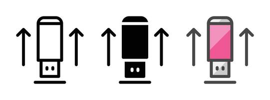 Multipurpose Unplugged Flash Drive Vector Icon in Outline, Glyph, Filled Outline Style