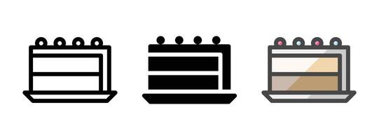 Multipurpose Cake Slice Vector Icon in Outline, Glyph, Filled Outline Style