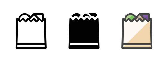 Multipurpose Paper Bag Vector Icon in Outline, Glyph, Filled Outline Style