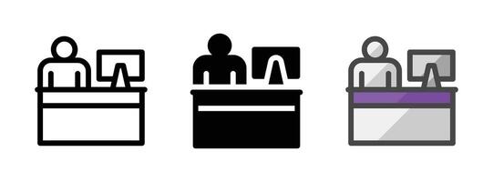 Multipurpose Cashier Vector Icon in Outline, Glyph, Filled Outline Style