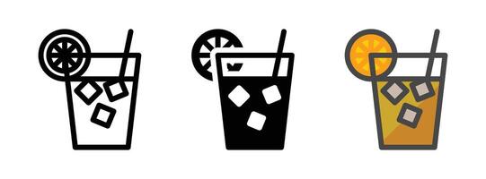 Multipurpose Ice Lemon Tea Vector Icon in Outline, Glyph, Filled Outline Style