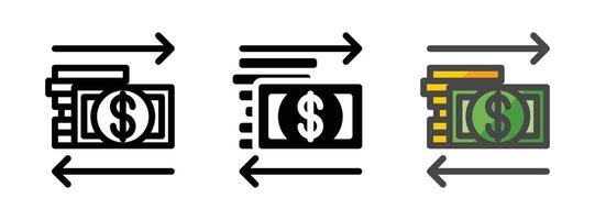 Multipurpose Cash Flow Vector Icon in Outline, Glyph, Filled Outline Style