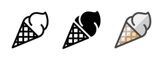 Multipurpose Ice Cream Cone Vector Icon in Outline, Glyph, Filled Outline Style