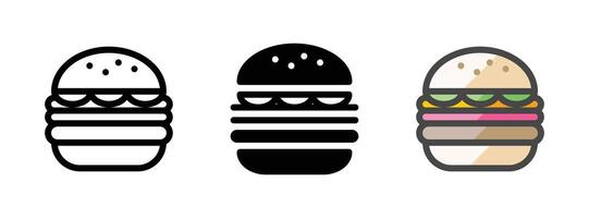 Multipurpose Hamburger Vector Icon in Outline, Glyph, Filled Outline Style