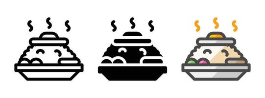 Multipurpose Fried Rice Vector Icon in Outline, Glyph, Filled Outline Style