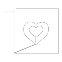 Continuous one line drawing of envelope with heart. Love letter. Vector illustration