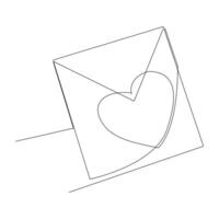 Continuous one line drawing of envelope with heart. Love letter. Vector illustration