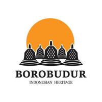 sencillo borobudur templo logo vector diseño, estupa de borobudur Roca templo indonesio patrimonio silueta logo diseño