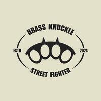 Steel brass knuckles logo vector. Gangster, thug, bandit symbol icon. This logo is perfect for a brand that seeks a playful but musculine feel. vector