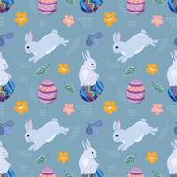 Bunny with Easter egg seamless pattern vector