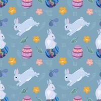 Bunny with Easter egg seamless pattern vector