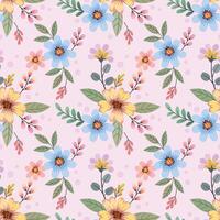 Cute and sweet color flowers seamless pattern. vector