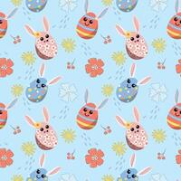 Bunny with Easter egg seamless pattern vector