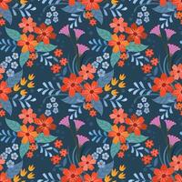 Colorful flowers and leaf design seamless pattern. Can be used for fabric textile wallpaper. vector