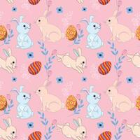 Bunny with Easter egg seamless pattern vector