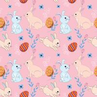 Bunny with Easter egg seamless pattern vector