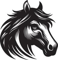 caballo cabeza silueta vector ilustración en diseño blanco antecedentes