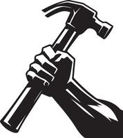 Hand holding hammer vector illustration icon. Repair and maintenance concept. Symbol element for may day or labour day