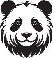 panda cabeza negro y blanco ilustración vector icono