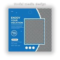 Travel advertising social media post or square web banner template vector