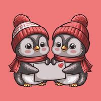 pingüino amor mascota genial ilustración para tu marca negocio vector