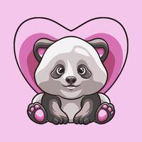 panda amor mascota genial ilustración para tu marca negocio vector