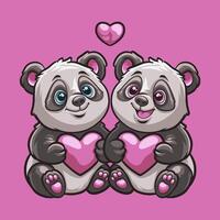 panda amor mascota genial ilustración para tu marca negocio vector