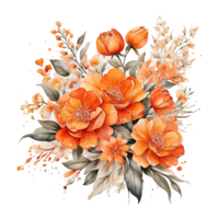 AI generated Watercolor Floral Flower Bouquet Design, Watercolor Flower Arrangements design, gilter Flower Design, Flower Sublimation Floral Clipart Wedding card design, Free PNG