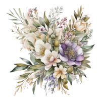 AI generated Watercolor Floral Flower Bouquet Design, Watercolor Flower Arrangements design, gilter Flower Design, Flower Sublimation Floral Clipart Wedding card design, Free PNG