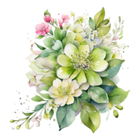 ai generiert Aquarell Blumen- Blume Strauß Design, Aquarell Blume Vereinbarungen Design, vergoldet Blume Design, Blume Sublimation Blumen- Clip Art Hochzeit Karte Design, kostenlos png