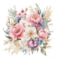 AI generated Watercolor Floral Flower Bouquet Design, Watercolor Flower Arrangements design, gilter Flower Design, Flower Sublimation Floral Clipart Wedding card design, Free PNG