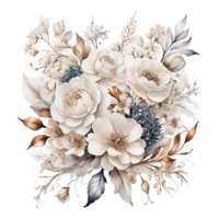 AI generated Foral flower bouquet design, Abstract metallic flower design, Digital flower painting, Floral textile design, glossy flower design, Embossed flower pattern png