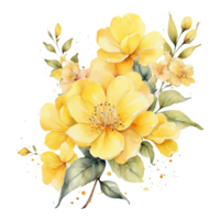 ai generiert Aquarell Blumen- Blume Strauß Design, Aquarell Blume Vereinbarungen Design, vergoldet Blume Design, Blume Sublimation Blumen- Clip Art Hochzeit Karte Design, kostenlos png