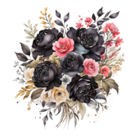 AI generated Foral flower bouquet design, Abstract metallic flower design, Digital flower painting, Floral textile design, glossy flower design, Embossed flower pattern png