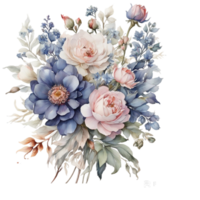 AI generated Watercolor Floral Flower Bouquet Design, Watercolor Flower Arrangements design, gilter Flower Design, Flower Sublimation Floral Clipart Wedding card design, Free PNG