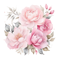 ai generiert Aquarell Blumen- Blume Strauß Design, Aquarell Blume Vereinbarungen Design, vergoldet Blume Design, Blume Sublimation Blumen- Clip Art Hochzeit Karte Design, kostenlos png