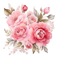 ai généré aquarelle floral fleur bouquet conception, aquarelle fleur arrangements conception, dorer fleur conception, fleur sublimation floral clipart mariage carte conception, gratuit png