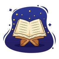 Cute cartoon vector of holy Qur'an with simple design concept and suitable to used in many islamic events