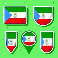 Flat cartoon vector illustration of Equatorial Guinea national flag with many shapes inside