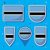 Flat cartoon vector illustration of Botswana national flag with many shapes inside