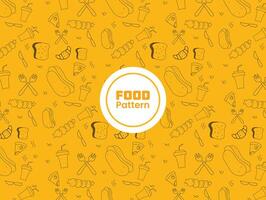 Seamless pattern with outline icons on a theme kitchen accessories and food vector